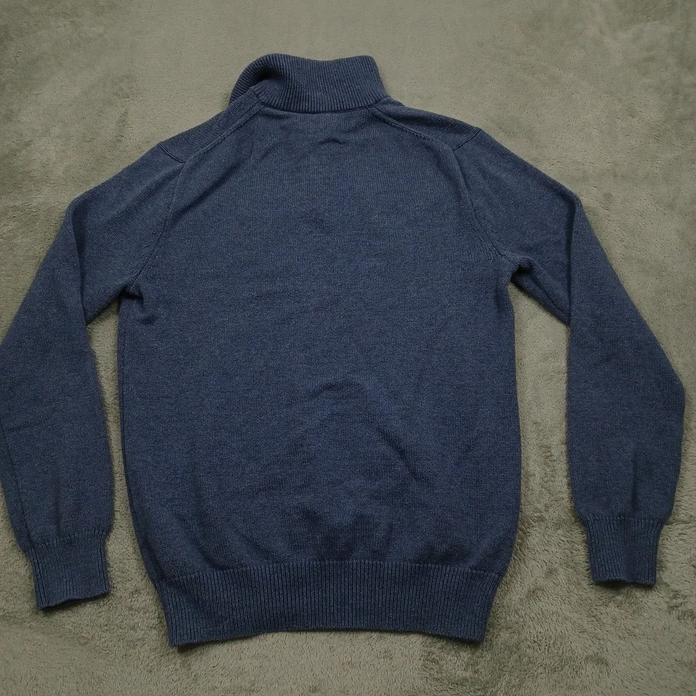 J Crew Sweater Mens Medium Blue Knit 1/4 Zip Slim Fit Pullover Preppy